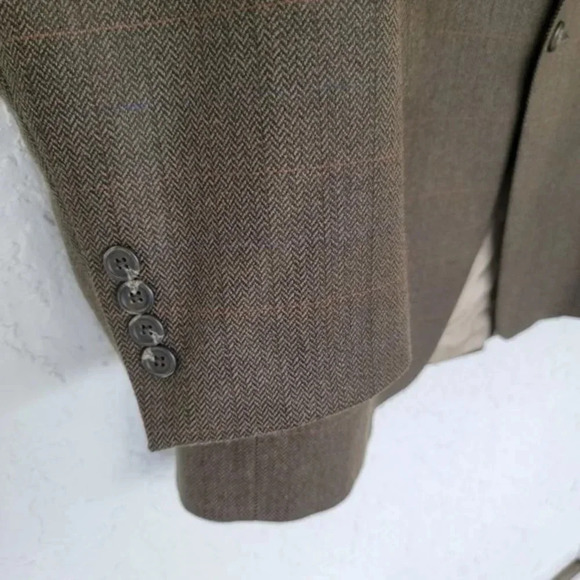 Chaps Ralph Lauren 100% Lambs Wool Men's Suit Jacket‎ Brown Size 46L - Picture 3 of 10